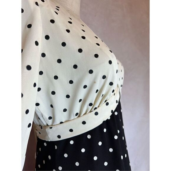 Vintage Mod Maxi Dress 1970s Polka Dot - Picture 6 of 9